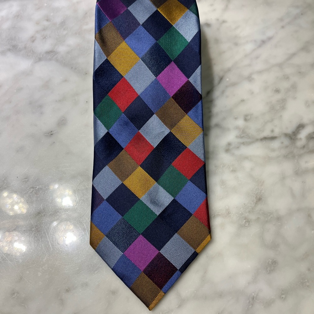 Paul Fredrick Vibrant Checkered Tie